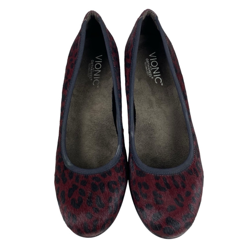 Vionic Mabrey Orthaheel Technology Slip on Pumps Heels Size 7 Calf Hair Burgundy - Picture 4 of 13